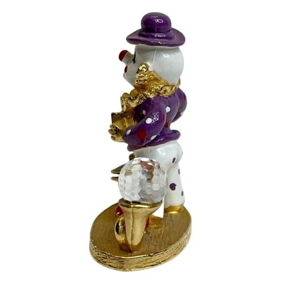 Spoontiques KM4336 Gold Plated Pewter Clown Figurine Enamel Crystal Collectible - Picture 2 of 5